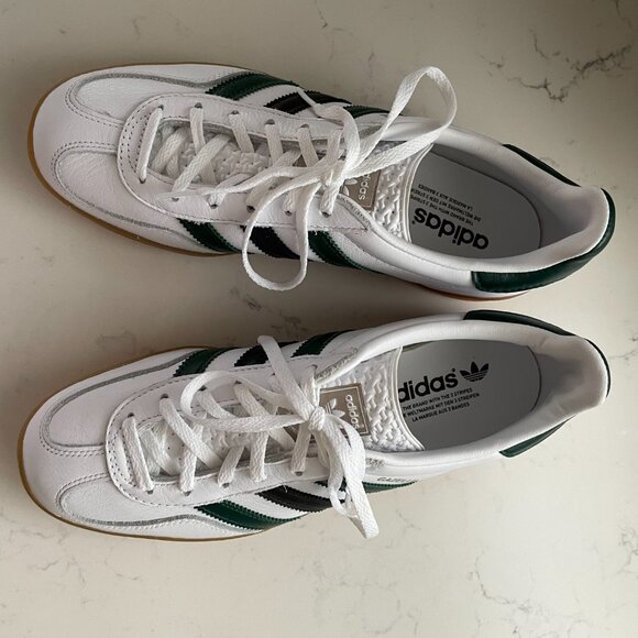 Adidas Gazelle Lace Up Lo Cut Signature 3 Stripe Sneakers Wht Grn Blk Sz 9 NWOT - Picture 12 of 12